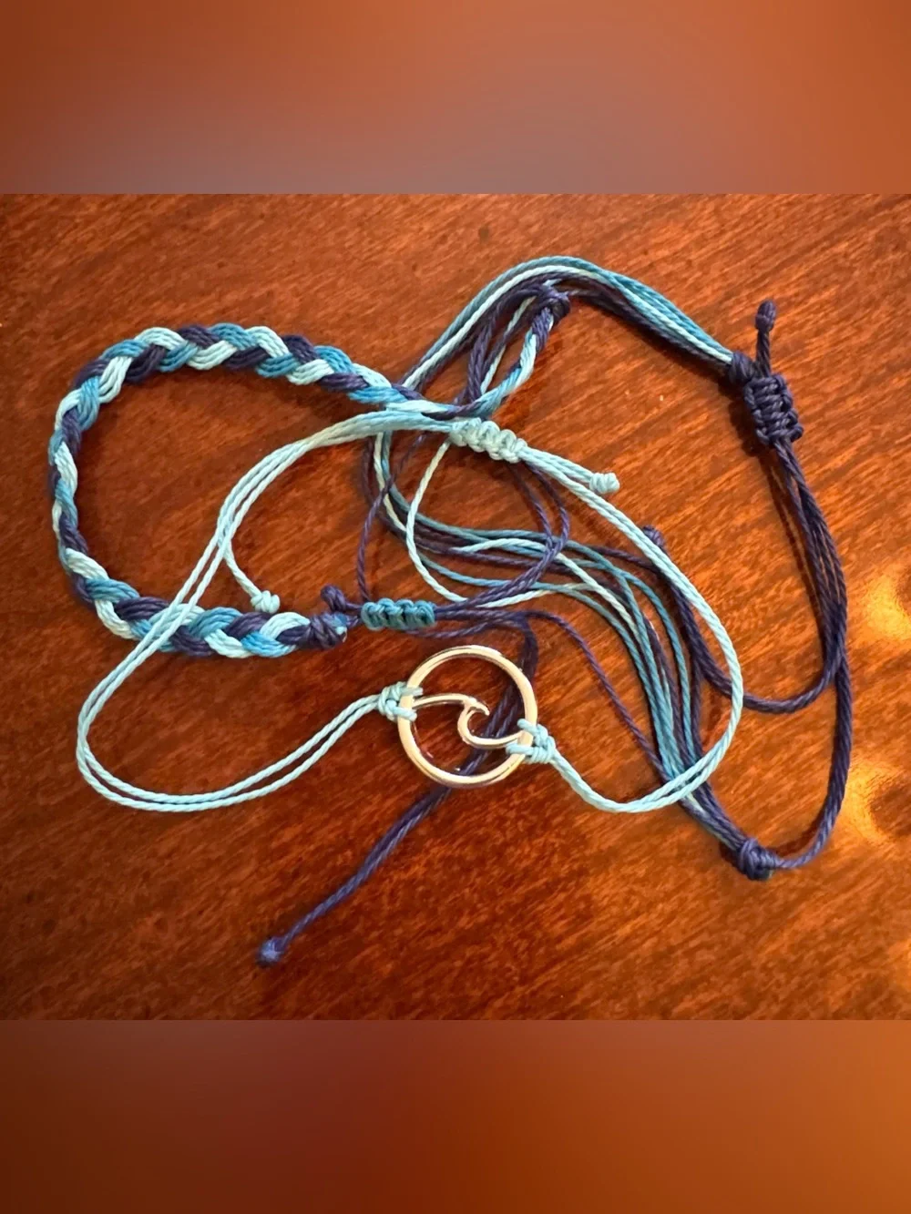Three piece Boho bracelet set. Braided wax rope, adjustable and waterproof. NEW